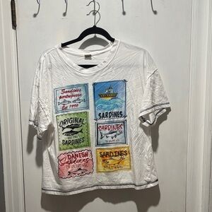 MESSY BUN JUST CHILLIN (not Clare V) sardine embroidered top